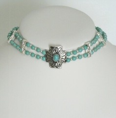 Turquoise Choker Necklace Southwestern Southwest Cowgirl Western Boho Bohemian
