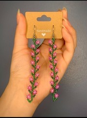 Tribal Daisy Chain Earrings Native Boho American Seed Beads Handmade Earrings