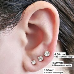 925 Sterling Silver Platinum Plated 0.3 Carat CZ Prong Stud Earrings for Women