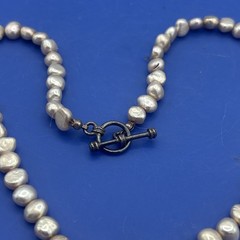 Handmade Freshwater Pearl Necklace 16” Cream Baroque Beads Artisan Jewelry