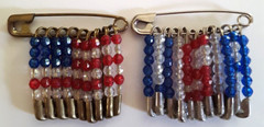 2 Patriotic USA Flag Pin American United States Flag Pin Beads & Safety Pins