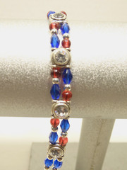 Made with Swarovski Crystals Slider Bracelet White Red Blue Handmade Silver Tone