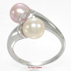 Solid 925 Sterling Silver Twin Peach & Pink Cultured Pearl Cocktail Ring – TPJ