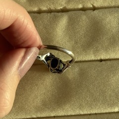 Sterling Silver 925 Black Mother of Pearl Statement Ring FREE Size