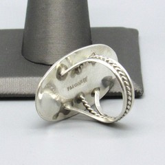Sterling Silver Hand Stamped Oval Concho Style Ring Size 7