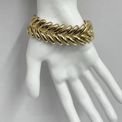 Rau Klikit Bracelet Gold Tone Metal Chevron Design 7 3/4″ Long
