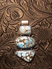 Artisan Old Southwest Web Matrix Cloud Mountain Blue Turquoise Totem 2” Pendant