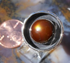 Sterling Silver and Slaughter Camp AZ Fire Agate Gem ring sz 8 1/8 D103