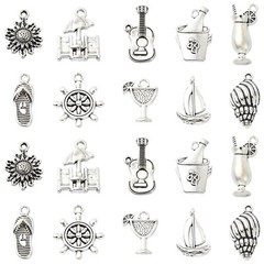 50Pcs 10 Styles Vintage Beach Resort Theme Charms Alloy Pendants for Jewelry DIY