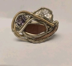 Handmade Wire Wrapped Rings Set Of 2 Copper Citrine Amethyst Quartz Size 10