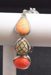 Jilzara Papaya Toggle Bezel Bracelet Polymer Clay Beads Handmade Artisan