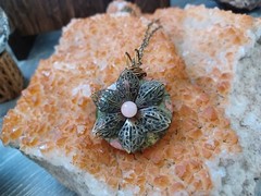 Unikite disc with rhodochrosite NECKLACE