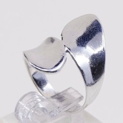 Sz 6.75, Vtg Ribbed Sterling Silver Handmade Wrap Ring, Stamped 925