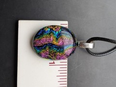 Purple Multicolor Necklace Fused Glass Dichroic Silver bail #94