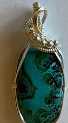 Azurite/Malachite Sterling Silver Wire Wrap Pendant