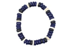 Coconut Shell Bracelet – 7″, Blue, Black, Beige Coconut (Thick), Hawaiian Surf