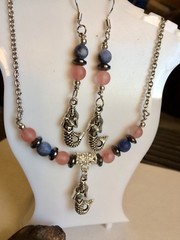 Mermaid Cherry Quartz,Sodalite Jewelry Set With Hematite Spacers