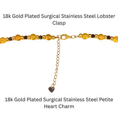 Citrine & Black Spinel Gemstone Necklace–Hand‑Beaded–18k Gold Accents – Natural