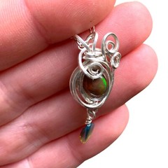 Ethiopian Black Opal Pendant 925 Silver Wire Wrap Necklace Handmade Jewelry