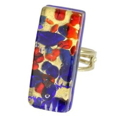 GlassOfVenice Murano Glass Venetian Reflections Rectangular Adjustable Ring – Bl