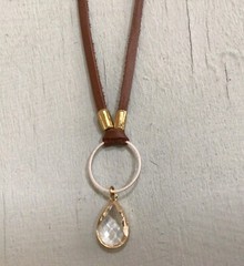 NEW Sundance Charm Oxidized Silver Necklace leather brown cord handmade artisan