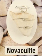 1.0″/26mm Novaculite sterling silver wire wrapped Pendant #825