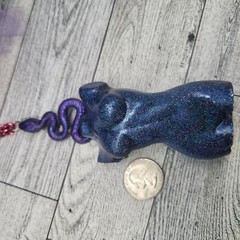 Handmade LARGE Resin Holo Goddess Snake Medusa Pendant Necklace