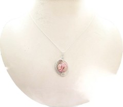 Rhodochrosite Wire-Wrapped Pendant in Sterling Silver with Swarovski Crystal