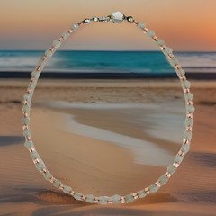 Pink Rose Quartz And Czech Glass Bracelet With 925 Sterling Silver Clasp 7.5”