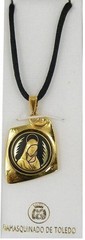 Damascene Gold Virgin Mary Design Pendant Necklace by Midas of Toledo Spain