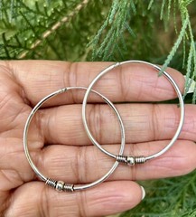 925 Sterling Silver Handmade Tribal Hoop Earrings, Huggies 3.01 gm