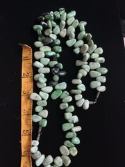 Vintage Green Stone Chip Necklace Serpentine Nugget Beads Graduated