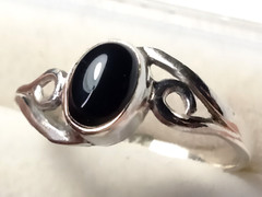 CUTE BLACK ONYX IN TRENDY STERLING SILVER.925 RING SIZE 7.0-7.25 AND 9.25-9.5!