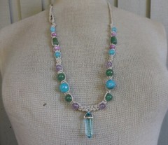 Fluorite Double Point Adjustable Hemp Necklace Aventurine Amethyst Stone Beads