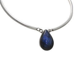 Vintage Labradorite Sterling Silver Collar Necklace 22-Inch