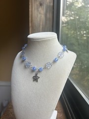 Handmade Blue Beaded Star Choker/necklace