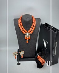 Nigerian Choker Jewelry Set, Bridal Beads Set , African Coral Beads, Jewelry
