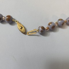 A Handmade 19 Inch Purple And Gold Necklace With 18 Carat Gold Plated Clasp