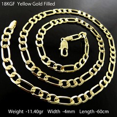 Figaro Chain 18k Yellow Gold Filled Solid Unisex Bling Statement 3×1 Necklace