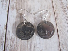 Real Buffalo Nickel Earrings Polished Vintage Coin Jewelry