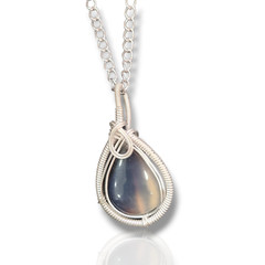 Natural Onyx Silver Plated Pendant Wire wrapped Jewelry Handmade 2.00 Inches
