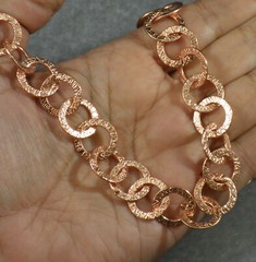 Textured Solid Bright Copper 15mm Round Link Chain Necklace 36″ Toggle Clasp