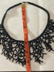 Handcrafted Black Glass Beaded Statement Necklace, Nature Theme, 18in