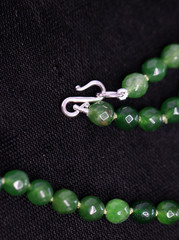 Aventurine Necklace Green 6mm Ball Faceted Gemstone Silk Knotted 20″