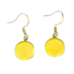 Pendant Necklace & Earring Set Handmade «Coral Diving» Gold Bezel, Black Cord