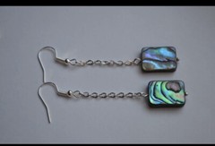 Handmade Natural Abalone shell silver plated chain earring