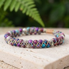 Galaxy Sea Sediment Jasper Bracelet Woven Purple Imperial Stone Boho Crystal