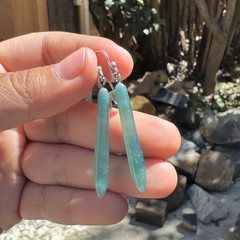 Blue Jade Earrings – Translucent Guatemalan Icy Jadeite Sterling Silver – 26M044