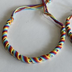 Set Of 2 Rainbow Style Friendship Hand Woven Bracelets: Fits Any Wrist Size,