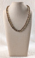 Handmade Glass Bead Necklace Brown Amber Gold Foil Boho Artisan